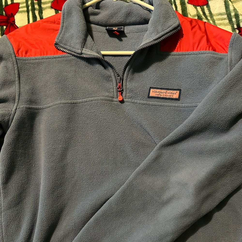 Vineyard Vines Blue and Red Quarter-Zip Fleece